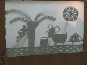 Performing a shadow play in RWM worksho - Read with Me in South Khorasan - December 2015